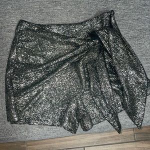 Gold metallic Zara wrap front skort